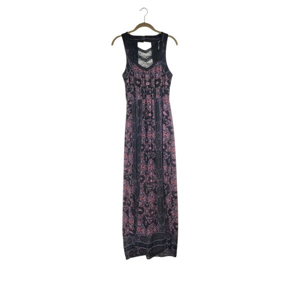 Free People Moroccan Printed Maxi Dress Black Lace Sleeveless Size 2 - Picture 1 of 9